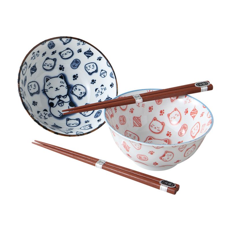 Set of 2 Japanese ceramic bowls - NEKO 2