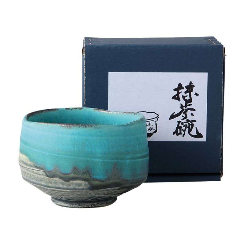 Cuenco de cerámica para la ceremonia del té turquesa - TAKOIZU 1