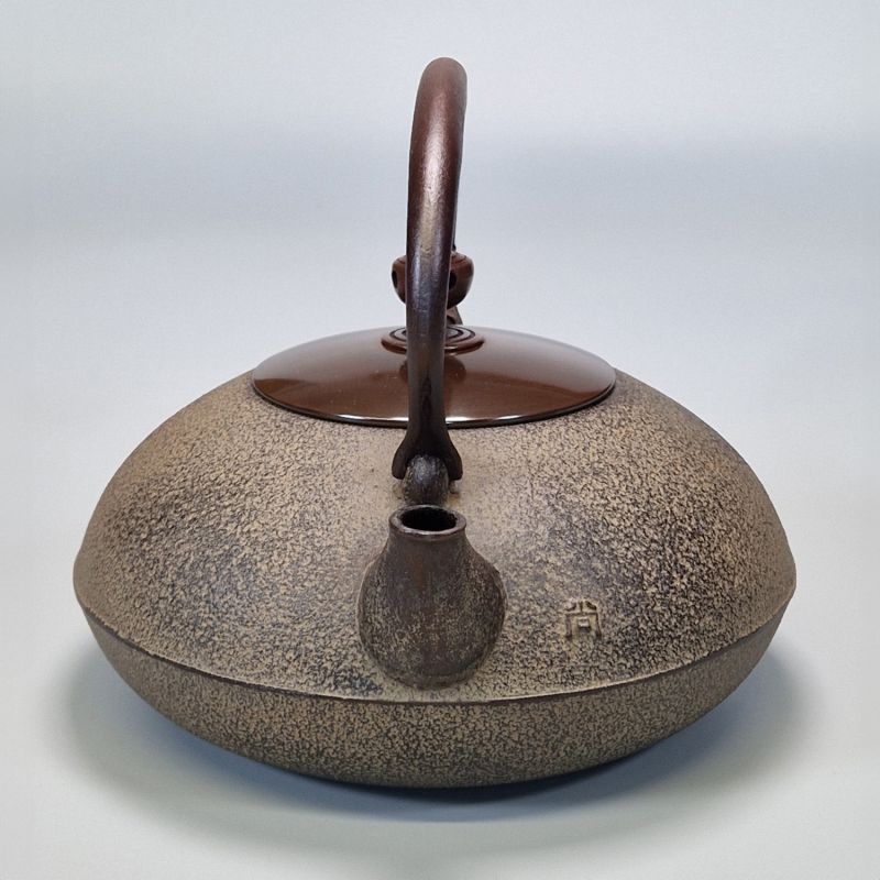 Bouilloire en fonte japonaise couvercle cuivre, 1.6 lt, HIRAMARU, bronze