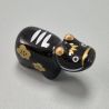 Repose baguette japonais en céramique en forme de boeuf noir et or, KUROBEKO, 3.5 cm
