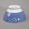 Japanese blue ceramic rice bowl, SEIGAIHA waves Ø11,5cm