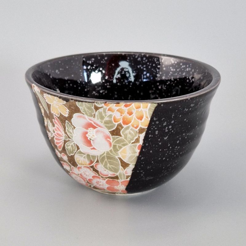 Japanese ceramic rice bowl - KURO HANA