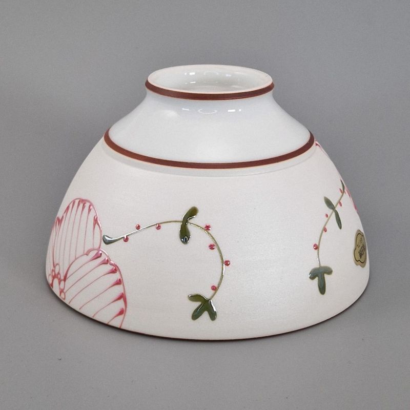 Japanese ceramic rice bowl, red sakura - AKAI SAKURA