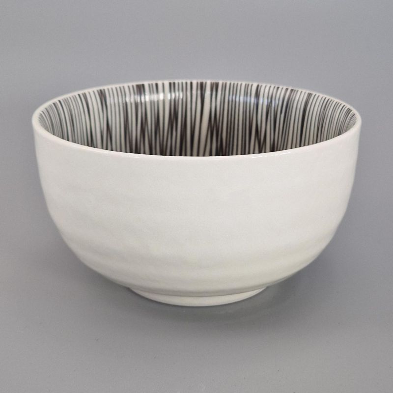 Japanese ceramic rice bowl, beige and brown - BEJU TO BURAUN