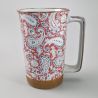 Grand mug japonais à thé en céramique - Paisley Rouge