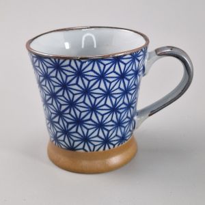 Japanese ceramic mug with handle, Asanoha