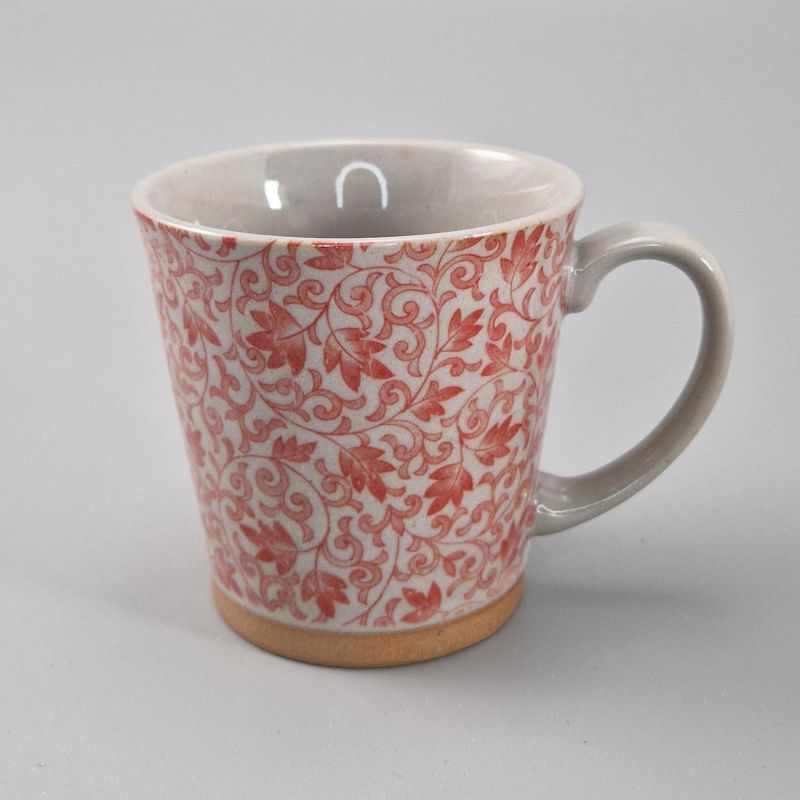 Mug à thé en céramique avec anse, fleurs rouges, SARASA