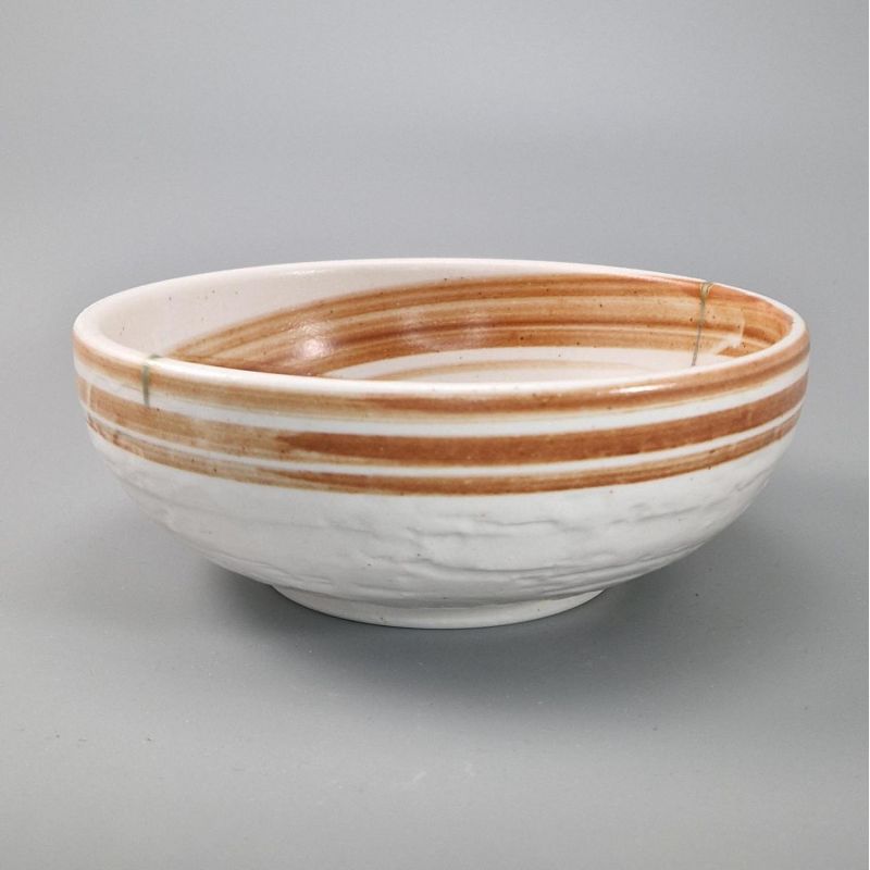 Japanische keramische Suppenschüssel Ø17x6,2cm, HISUI, weiß und orange