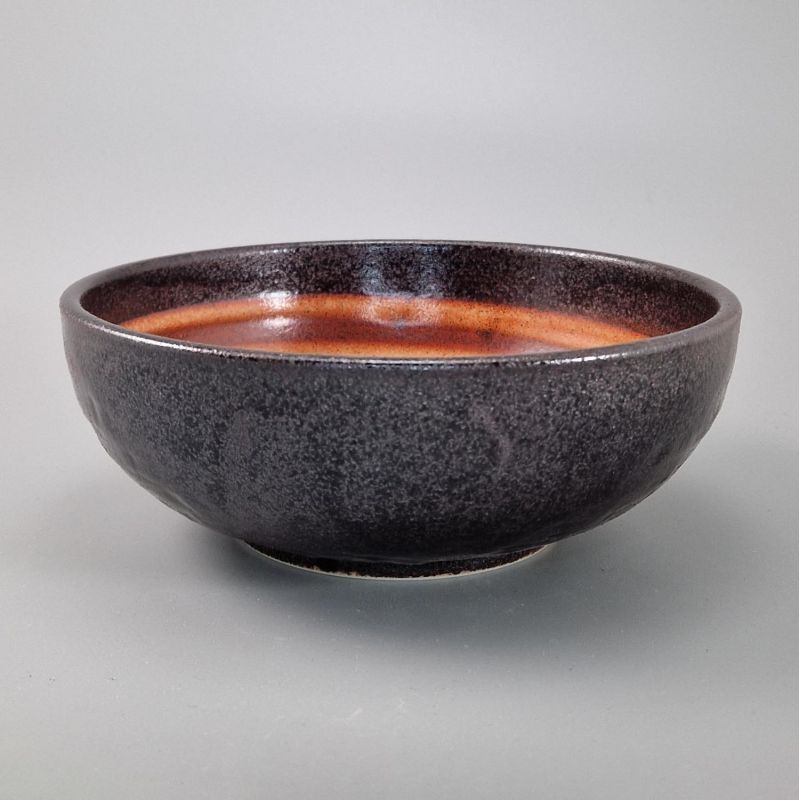 Bol japonais donburi en céramique rouge et noir - UZUMAKI KOHI - 17cm