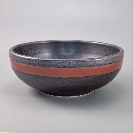 japanese bowl in ceramic Ø17x6,2cm AKANE black and red lines