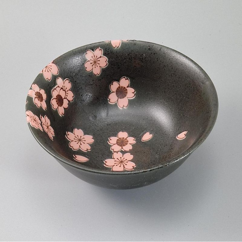 bol ramen noir japonais en céramique, SAKURA, fleurs