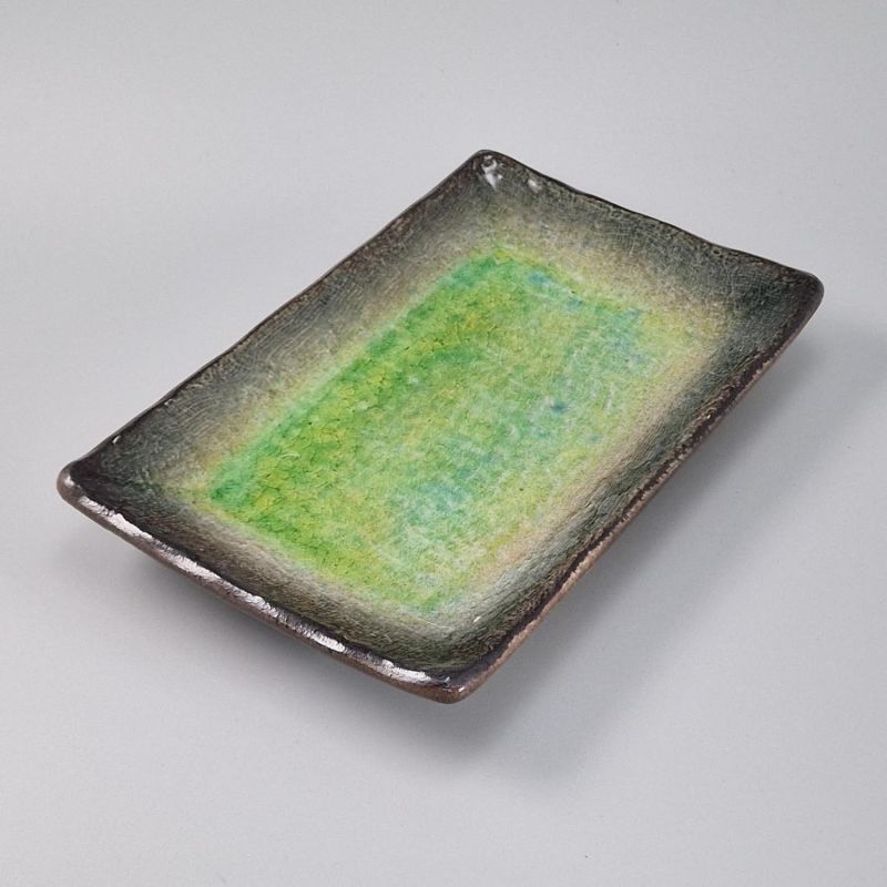 assiette verte japonaise en céramique rectangulaire MIDORI