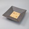 Piatto quadrato in ceramica giapponese, nero con centro oro - MOMIJI