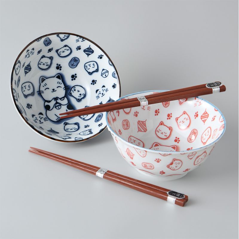 Set mit 2 japanischen Keramikschalen – NEKO 2