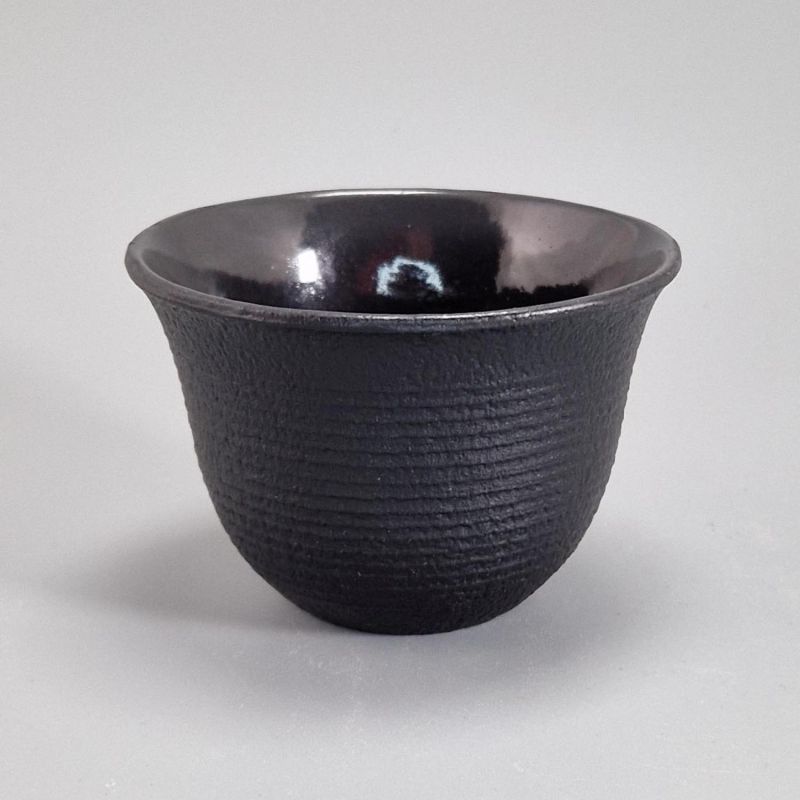 Taza japonesa de hierro fundido esmaltada en negro, ROJI ITOME