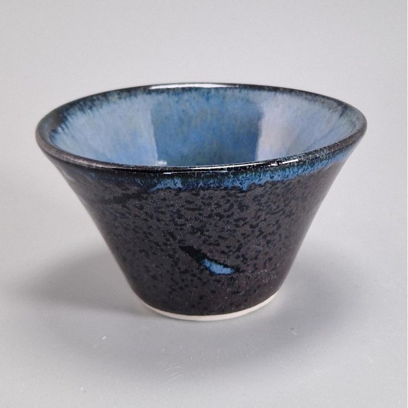 Tasse à thé japonaise en céramique, bleu effet nacré noir, marron - Burūpāru kōka