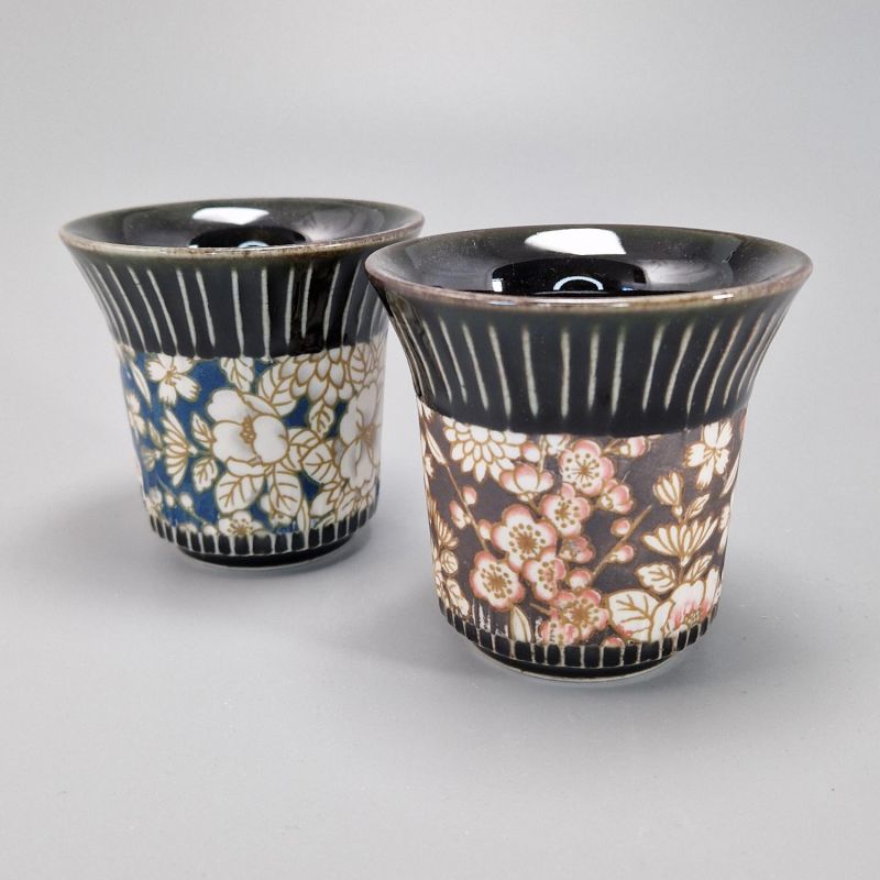 Set de 2 tasses japonaises noires en céramique - HANA PATTA