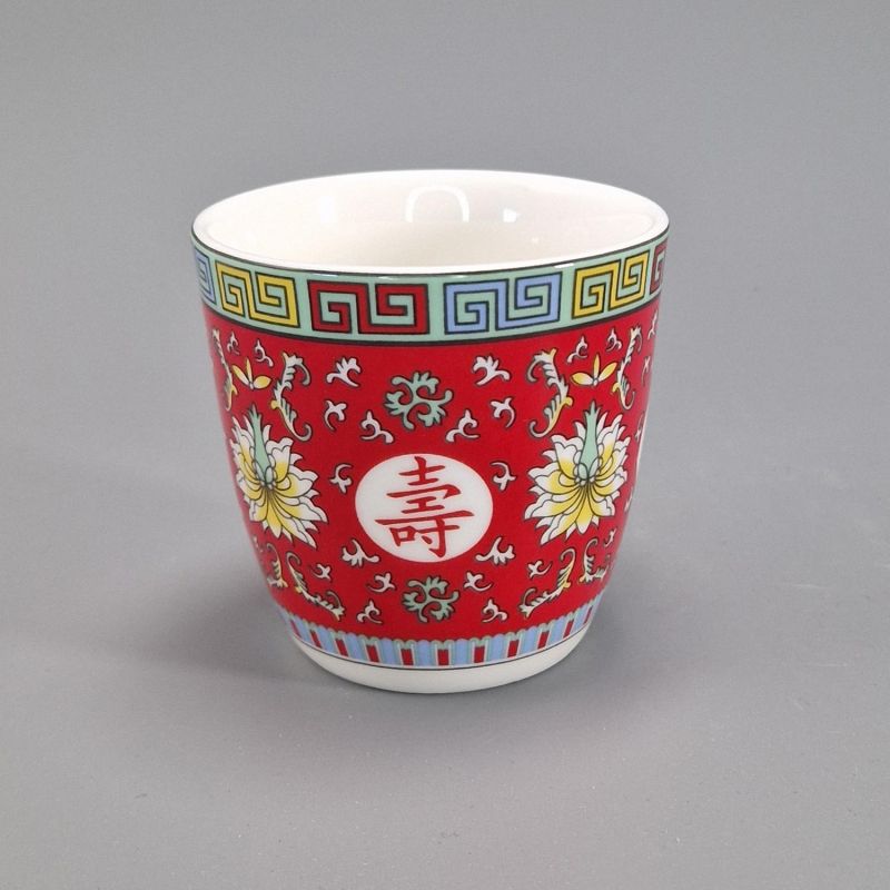 tasse japonaise rouge en céramique arabesque HASU