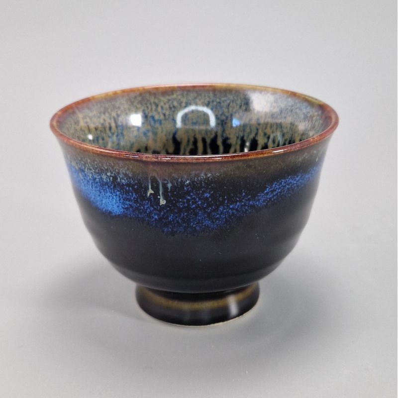 Ceramic tea cup, black blue and green shades - NYUANSU