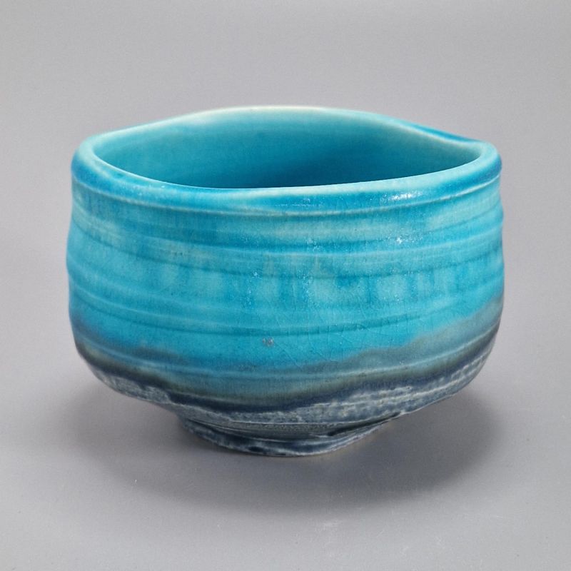 Cuenco de cerámica para la ceremonia del té turquesa - TAKOIZU 1