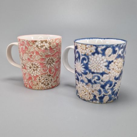 Japanese Arabesuku Kiku mug duo