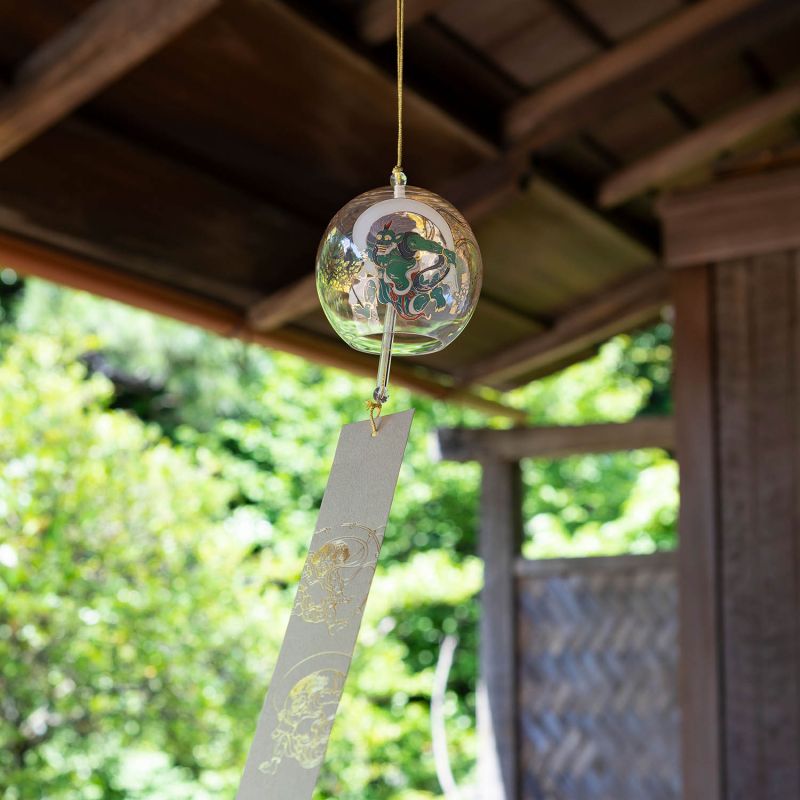 Cloche à vent japonaise en verre, FÛRIN, FUJIN RAIJIN