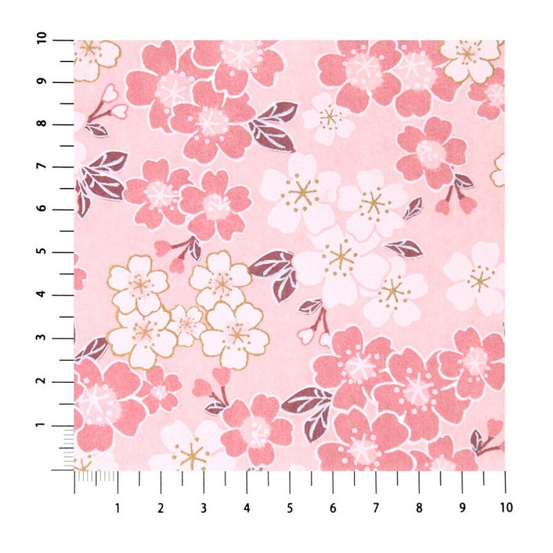 grande feuille papier japonais, YUZEN WASHI, rose, Fleurs de cerisier en pleine floraison