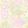 large sheet of Japanese paper, YUZEN WASHI, yellow, Cherry blossoms in full bloom