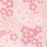 grande foglio di carta giapponese, YUZEN WASHI, rosa e verde, fiori di ciliegio in piena fioritura