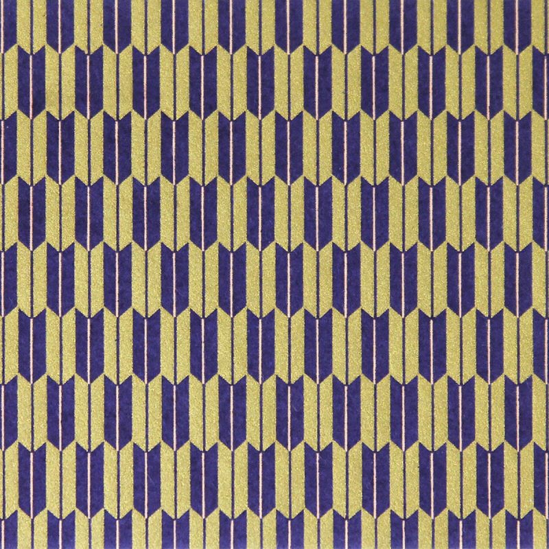 Hoja grande de papel japonés, YUZEN WASHI, morado y dorado, Yagasuri