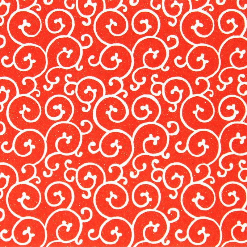 feuille papier japonais A4, YUZEN WASHI, rouge, motif Arabesque 