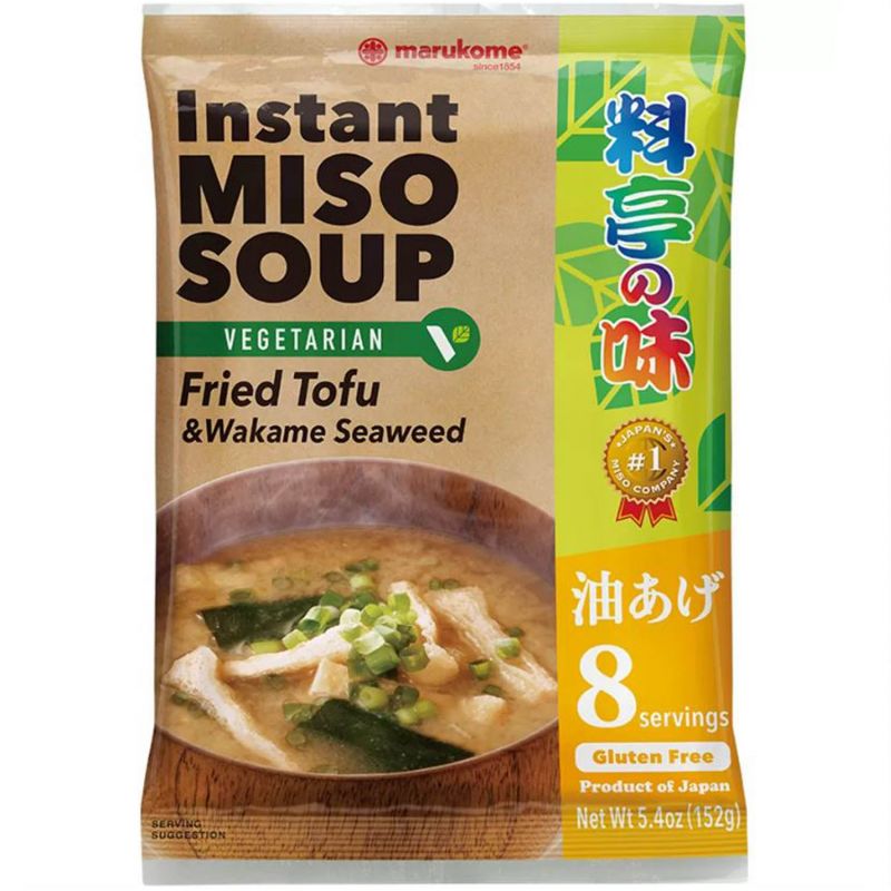 Miso-Suppe (Ryoutei No Aji) Vegetarisch – Gebratener Tofu und Wakame-Algen. Marukome