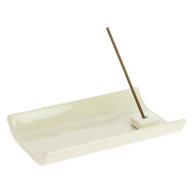 Japanese flat ceramic incense holder, YUKARI, white or brown