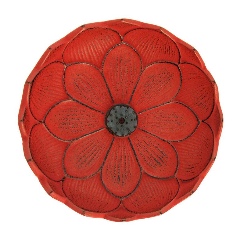 Quemador de incienso japonés rojo de hierro fundido, IWACHU LOTUS, flor de loto