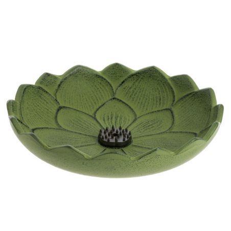 Quemador de incienso de hierro fundido verde japonés, IWACHU LOTUS, flor de loto