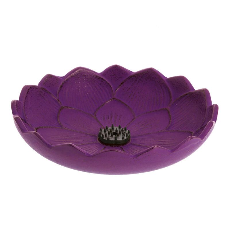 Japanese cast iron incense burner purple, IWACHU LOTUS, lotus flower