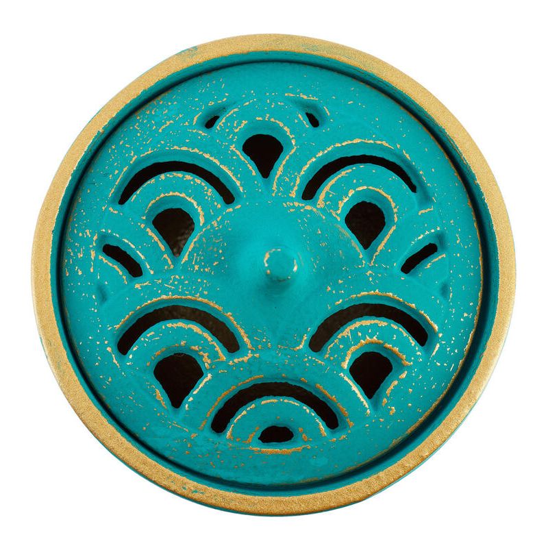 Japanese cast iron incense burner, IWACHU NAMI, blue wave