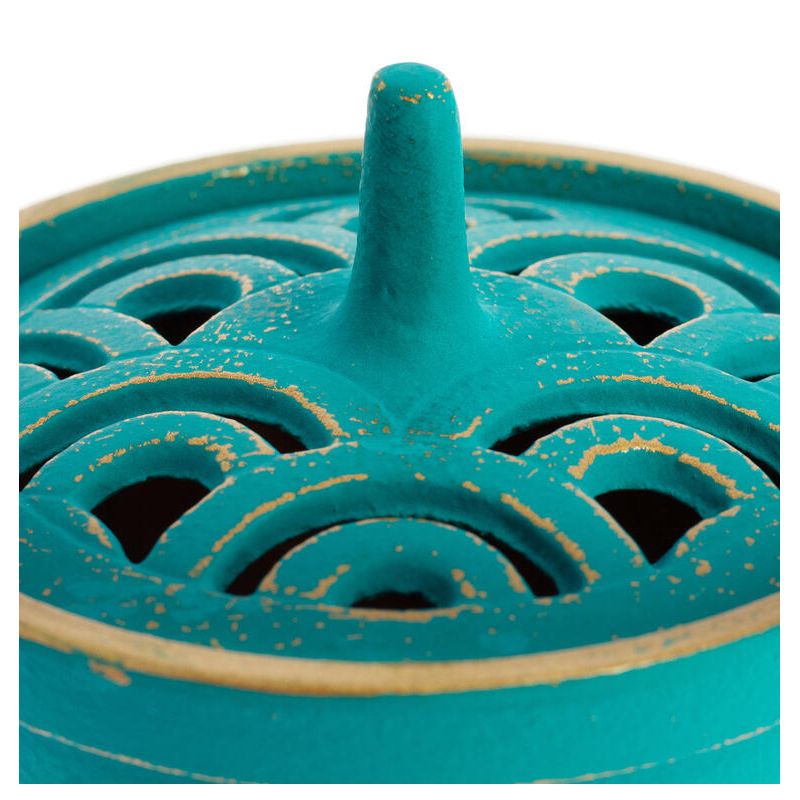 Japanese cast iron incense burner, IWACHU NAMI, blue wave