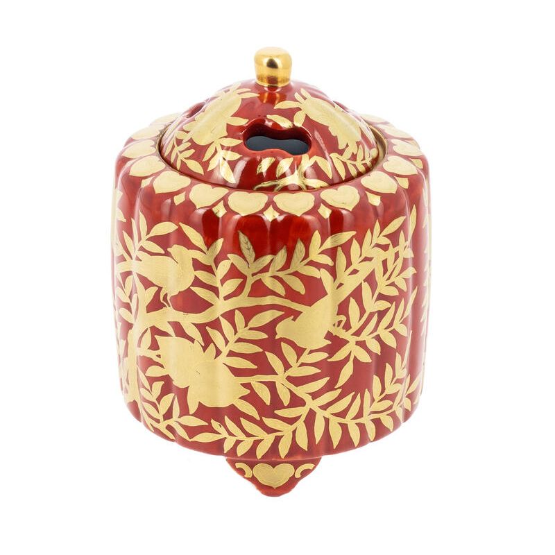 Quemador de incienso japonés de cerámica con dibujo de melocotón, MOMO, 8,5 x 11 cm