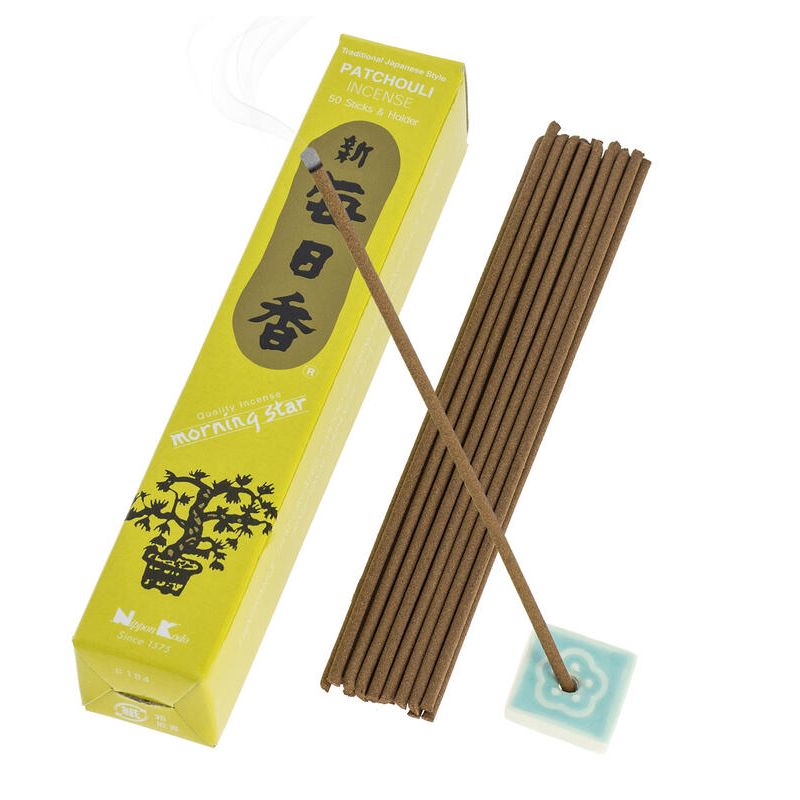 Box of 50 Japanese incense sticks, MORNING STAR PATCHOULI, patchouli fragrance