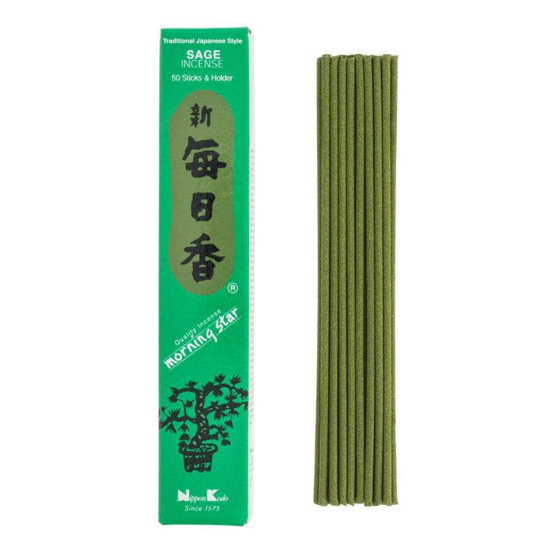 Box of 50 Japanese incense sticks, MORNING STAR SAGE, sage scent