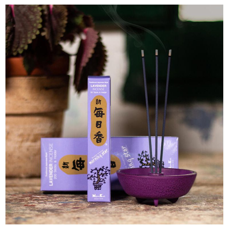 Caja de 50 varitas de incienso japonés, MORNING STAR LAVENDER, aroma de lavanda