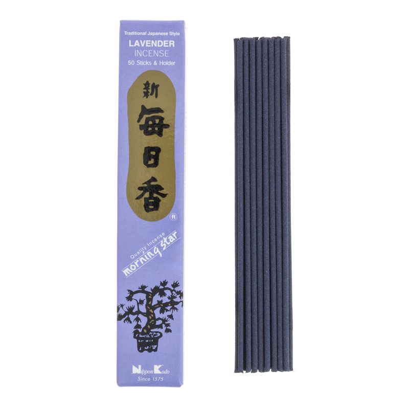 Caja de 50 varitas de incienso japonés, MORNING STAR LAVENDER, aroma de lavanda