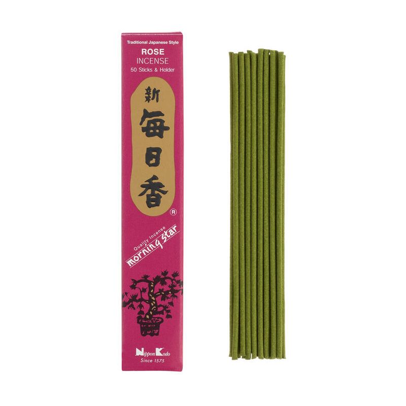 Box of 50 Japanese incense sticks, MORNING STAR ROSE, rose fragrance