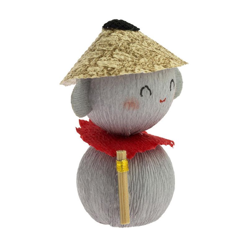 poupée japonaise okiagari, JIZO, protecteur gris