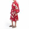 Traditioneller japanischer Happi-Kimono aus roter Baumwolle mit Kranichmuster für Damen, HAPPI YUKATA TSURU