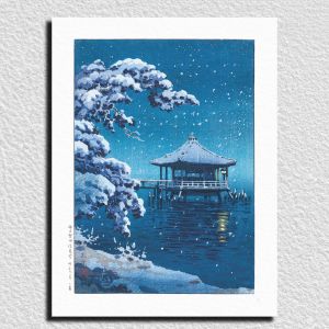 Reproduction of Tsuchiya Koitsu's print, Snow at Ukimido, Katata.