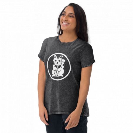 T-shirt nera in cotone, MANEKINEKO