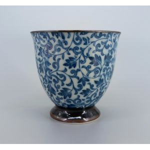 Japanese ceramic cup flower patterns SUÎTO blue - B