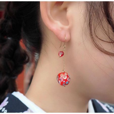 Boucles d'oreilles japonaisesà crochet en perles de libellule- Motifs rétro-modernes